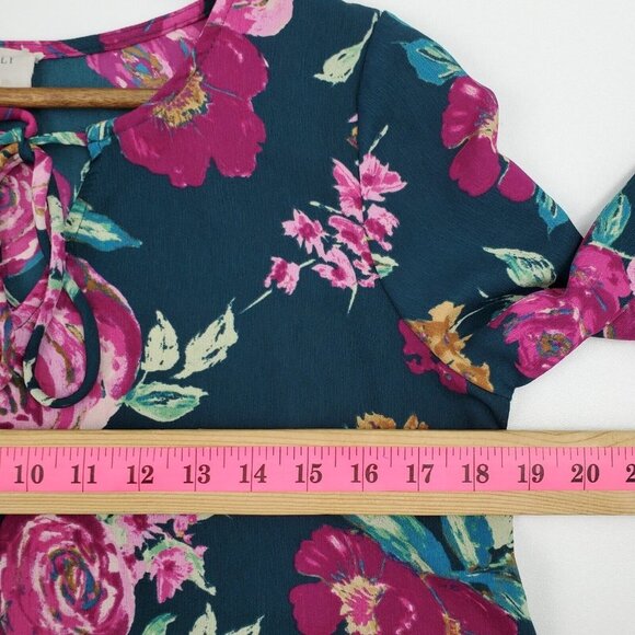 Everly Womens Multicolor Long Sleeve Floral Blouse Top Size M Keyhole Neck - Picture 14 of 15